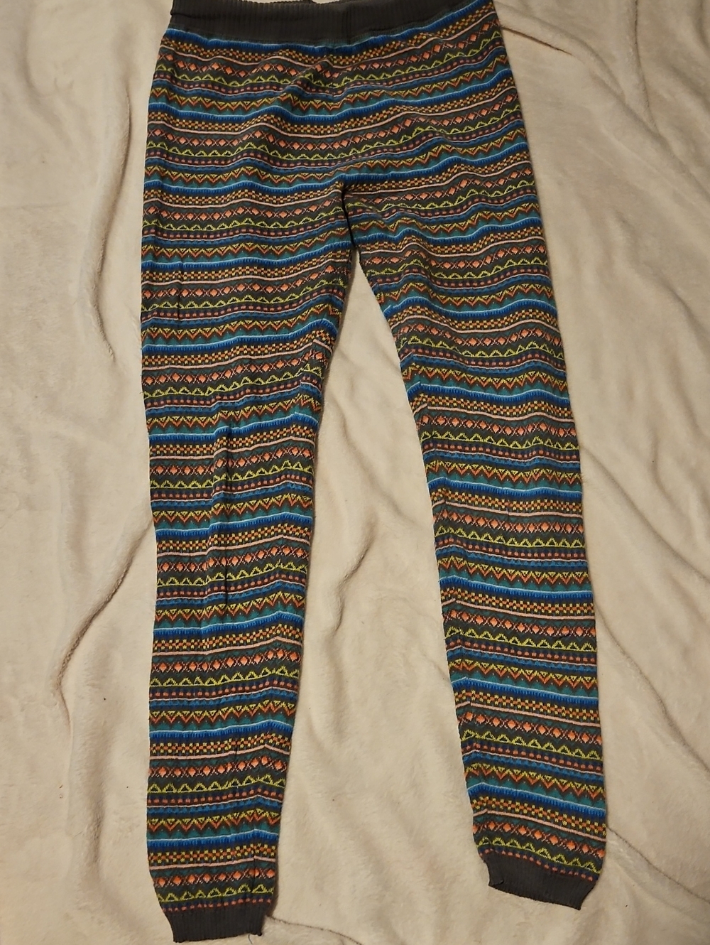 SO Multicolor Striped Knit Sweater with Blue and Green Accents